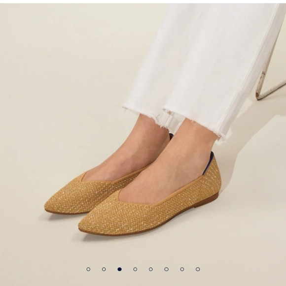 Rothy's The Point II Flats In Gold Stripe - Picture 3 of 16